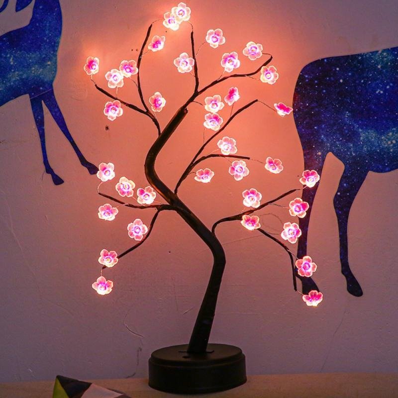 lampe de chevet design bonzaï fleuri