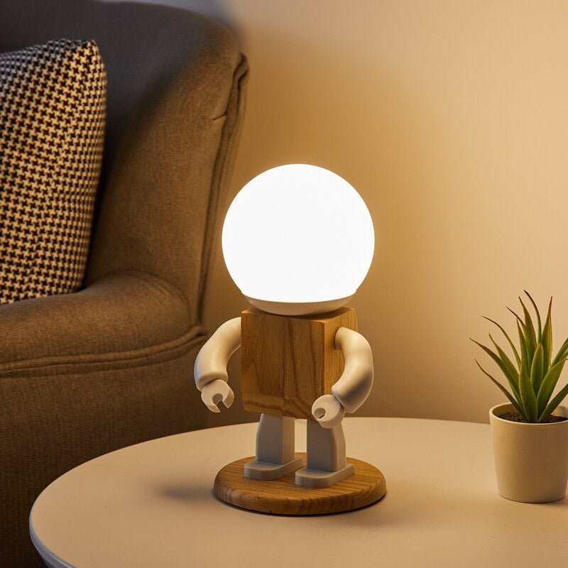 lampe déco bois humanoïde