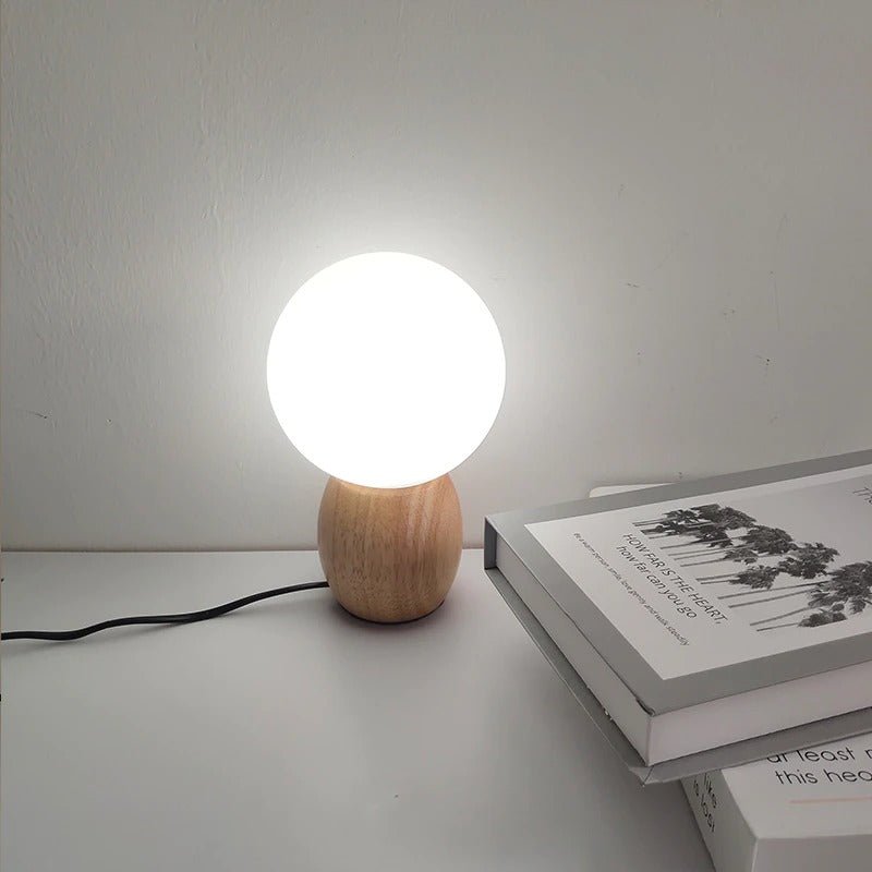lampe de chevet en bois design boule