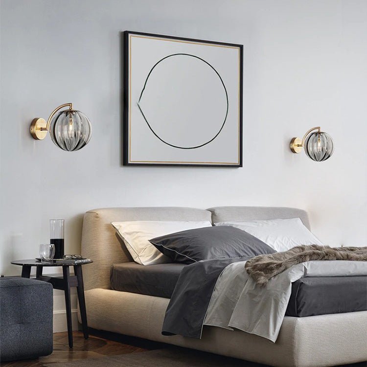 Lampe De Chevet Murale Design Boule En Verre Fumé